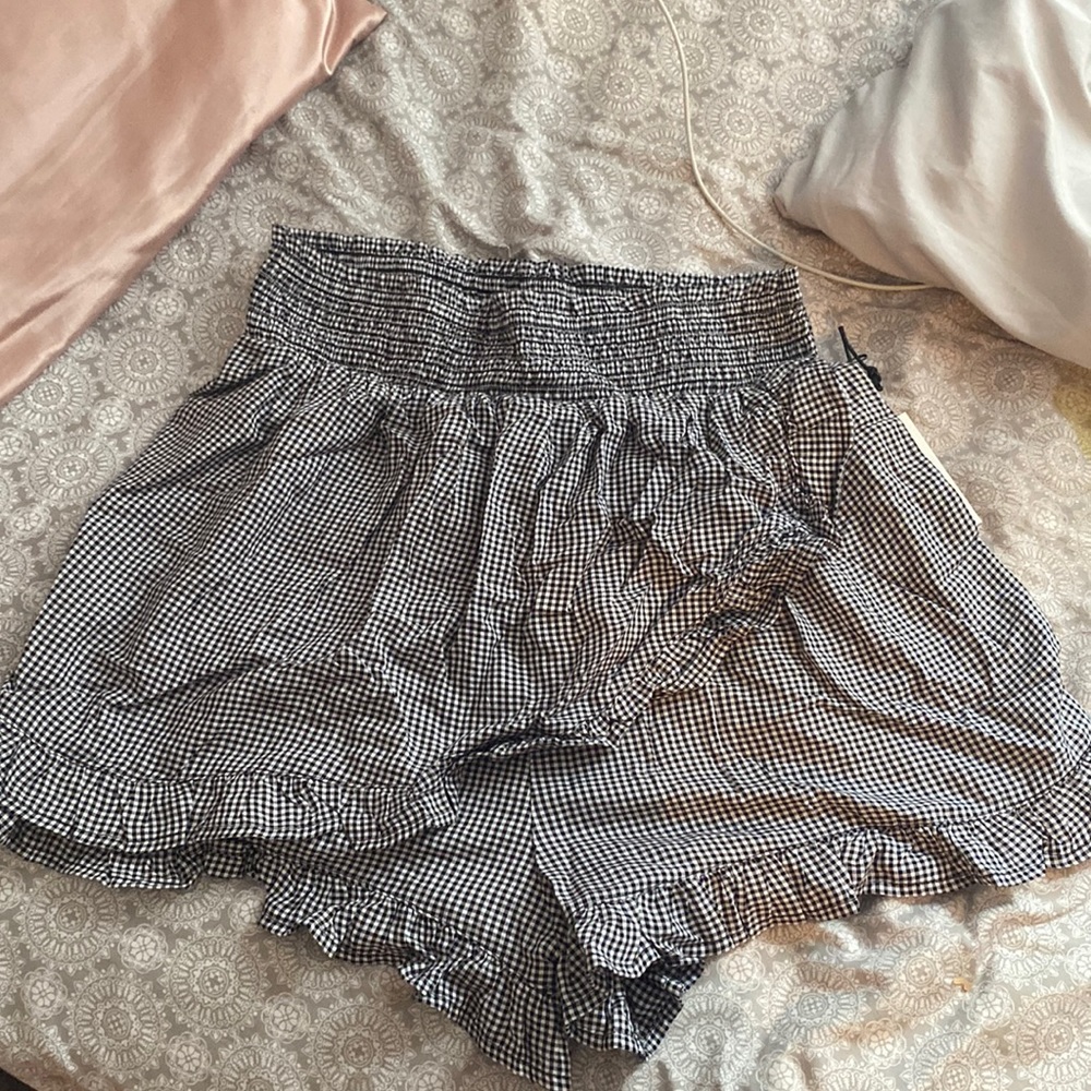 black and white plaid shorts